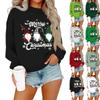 Women's Casual Fashion Round Neck Long Sleeve Christmas Printed Sweatshirt
