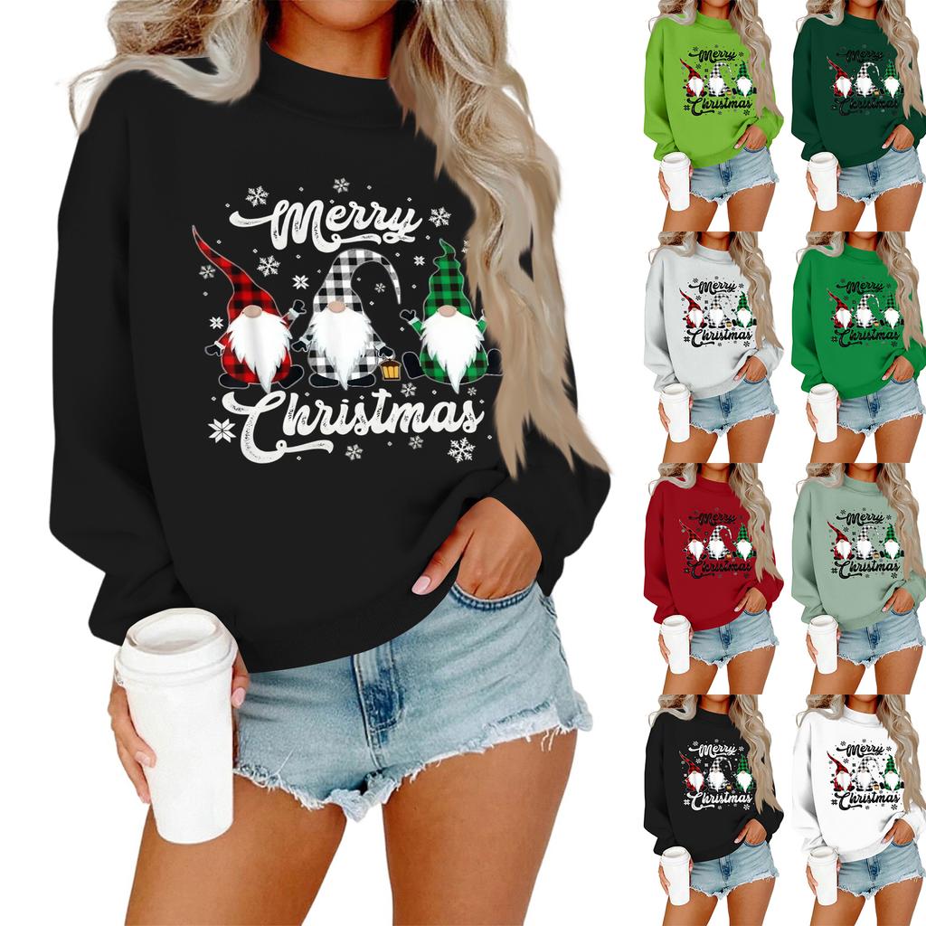 Women's Casual Fashion Round Neck Long Sleeve Christmas Printed Sweatshirt