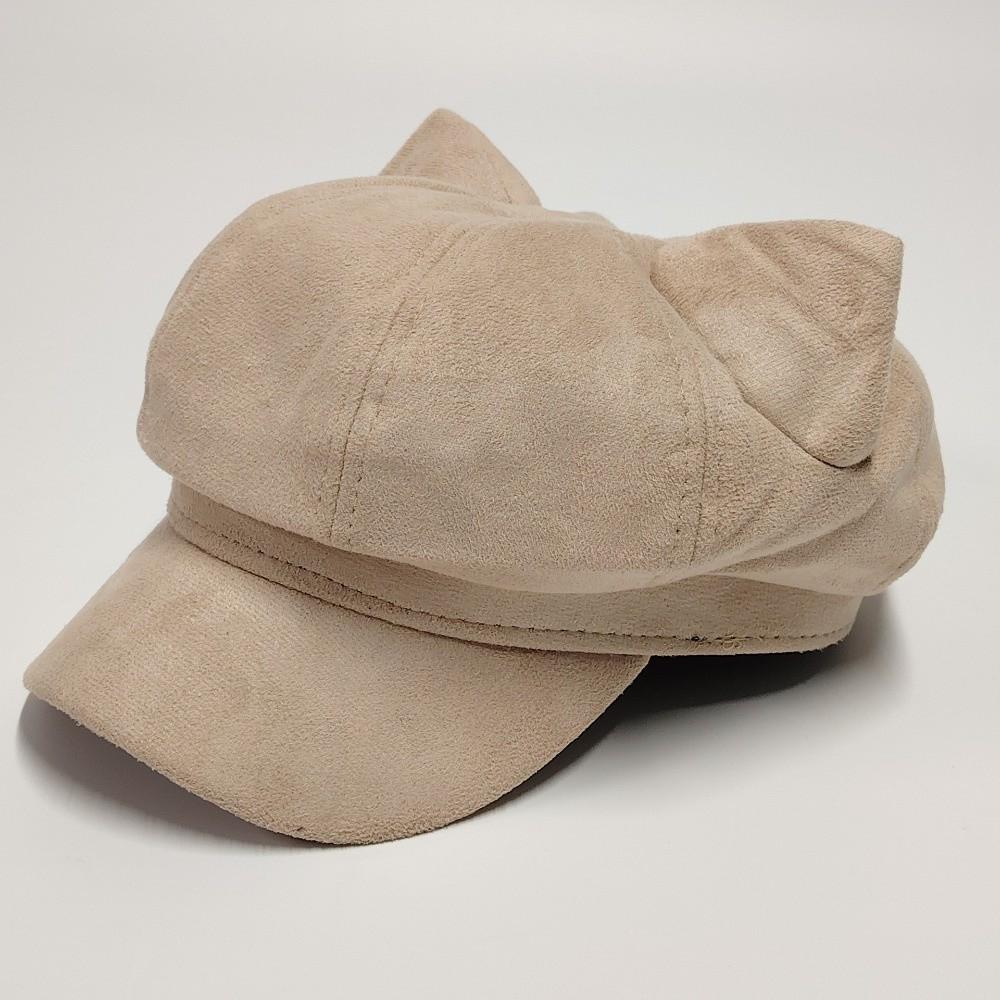 Warm Lining Cat Ear Beret Adjustable Octagonal Hat New Newsboy Cap Women