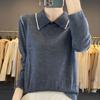 Autumn Ladies Knitwear Pullover Sweater Lapel Shirt Collar Long Sleeve Knitwear