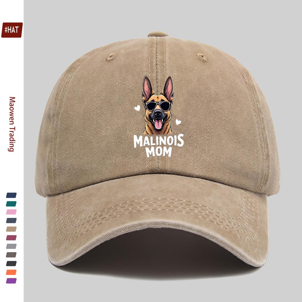 pc Fashionable Malinois Dog Print Baseball Cap Malinois Mom Letter Print Adjustable Buckle Closure Lightweight Polyester