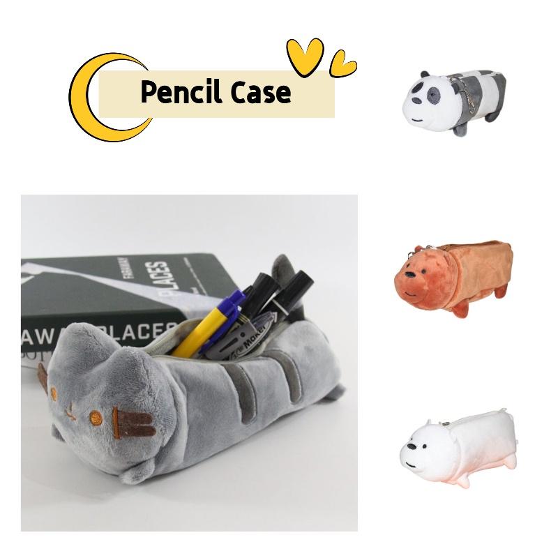 Милый плюшевый пенал в виде кошки большой вместимости для студентов и организации канцелярских принадлежностей