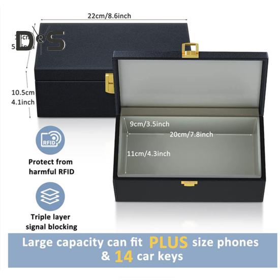 Коробка Фарадея для автомобильных ключей, блокирующая сигнализацию, двухслойный противоугонный органайзер для ключей с 2 карманами Фарадея