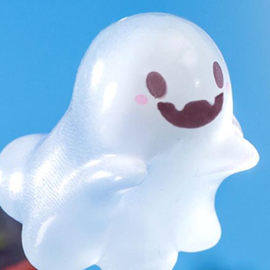 6/12/24Pcs Halloween Ghost Figurine Glow-in-the-dark Mini Cartoon Ghost Resin Statue Luminous Miniature Ghost Ornament Desktop Decoration