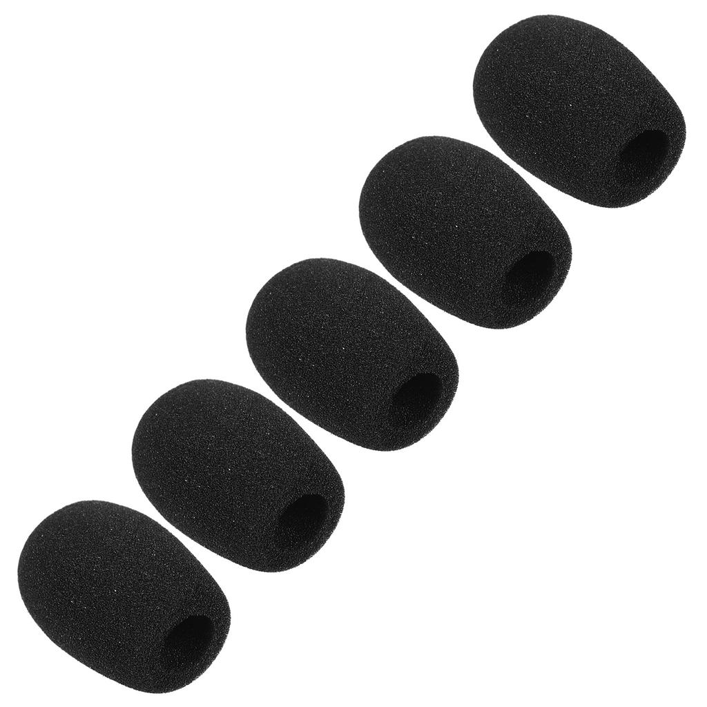 Mini Microphone Windscreens Mic Foam Covers for Lapel Headset Microphone Black, Pack of 5pcs