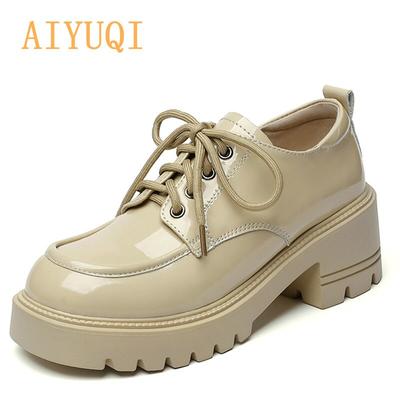 Женские лоферы, большие размеры, женская обувь на высоком каблуке из натуральной кожи, новая весенняя модная женская обувь в британском стиле