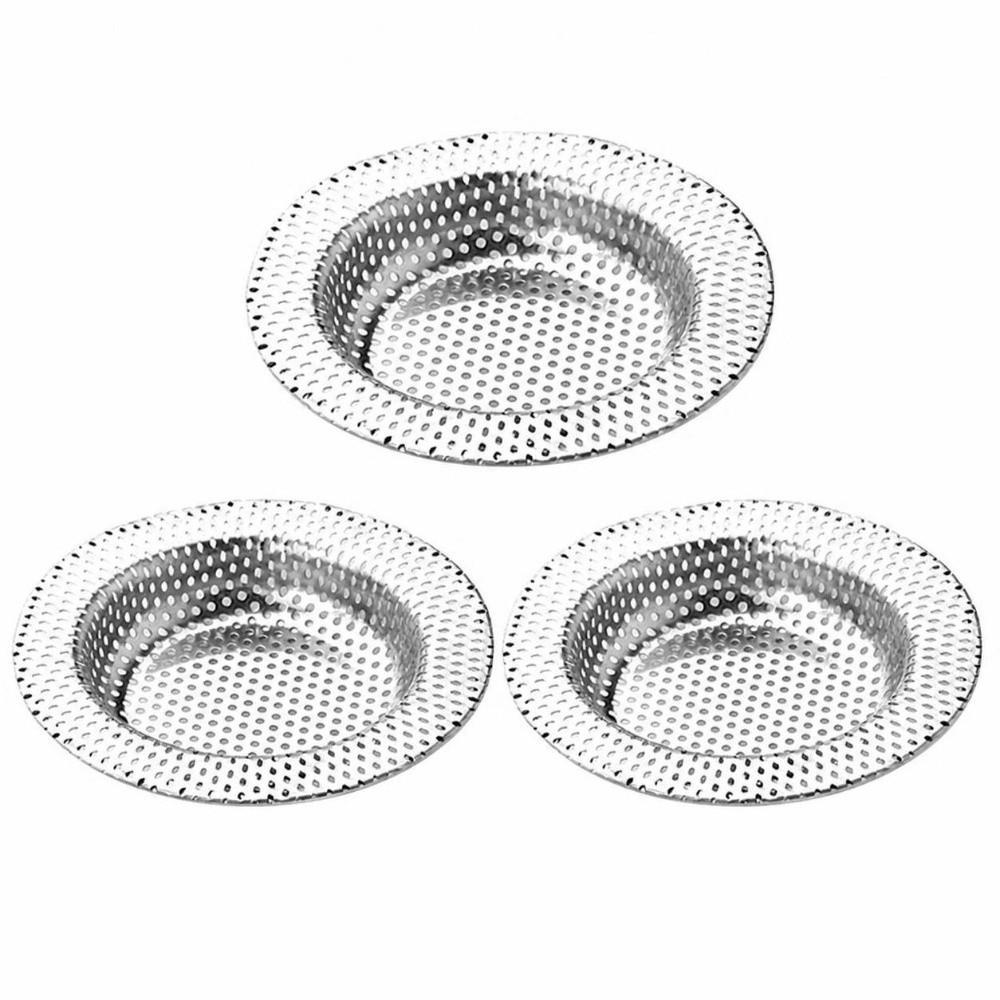 3 Pack Large Wide Edge Sink Drain Basket Stainless Steel Basin Strainer Hair Drain Catcher Kitchen