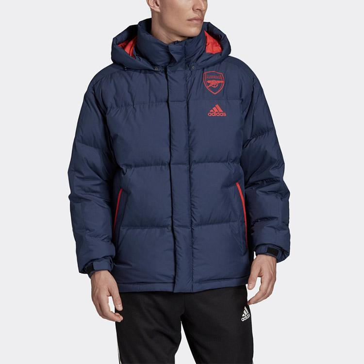 adidas Футбольный пуховик с капюшоном Arsenal, мужская верхняя одежда, синий FQ4111