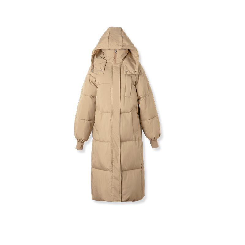 Winter Mid-length Over-the-knee Down Cotton Jacket Women's Loose Thickened Hooded Cotton Jacket