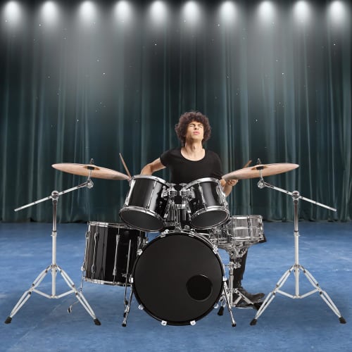 aleawol Cymbal Stand, Height Adjustable 70-120cm, High Boom and Straight Combo, Double Leg Boom, with Rubber Feet, Musical Instrument Accessory (Silve