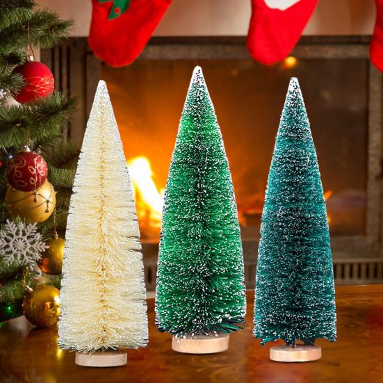 3Pcs Artificial Mini Christmas Tree Set with Snow Frosted Tips 3.5-15cm