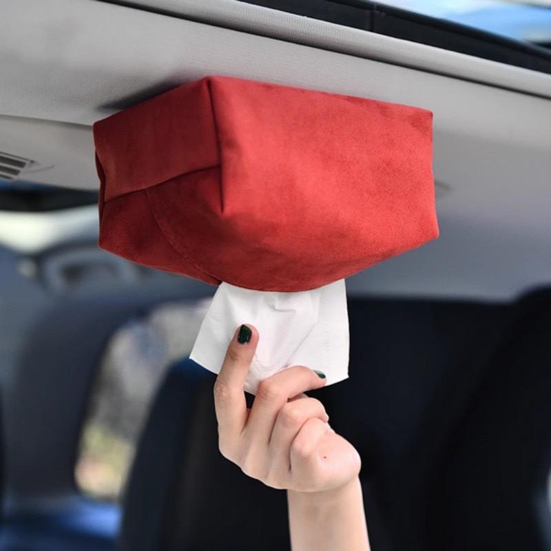 Car Sun Visor Tissue Holder With Strong Magnet Leather Interior Accessory Pull-Out Tissues Luxury Style In Gray Brown