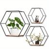 3pcs/set Floating Wall Shelf Sundries Storage Holder Living Room Home Decoration Wall Mounted Hexagon Shelf Handicraft Display Racks