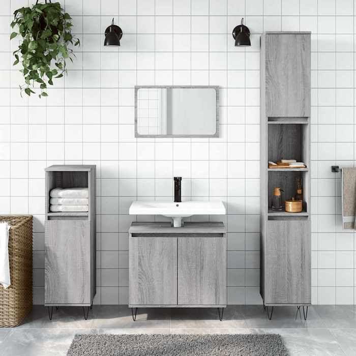 VidaXL Bathroom Cabinet Sonoma Grey 58x33x60 Cm Engineered Wood 831586