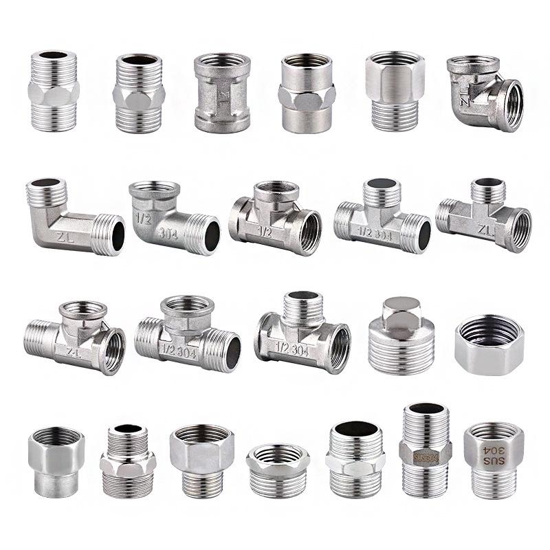 Четырехсторонний редуктор-угольник из нержавеющей стали с внутренней и наружной резьбой для водопроводных труб