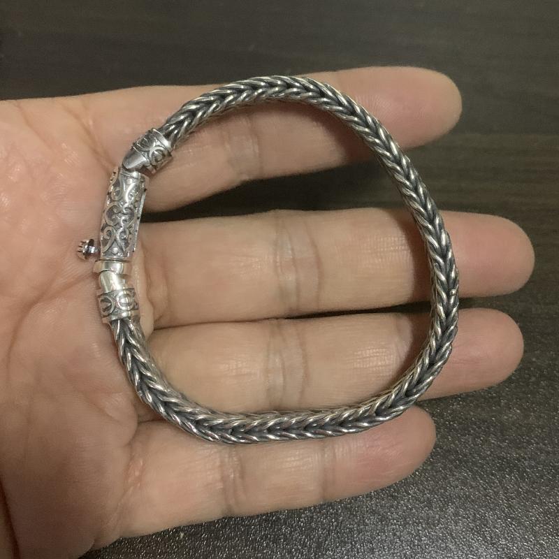 S925 Настоящее Стерлинговое Серебро Ретро Классический Плетеный Браслет Мужской Личность Классическая Мода Ручная Цепочка Изящных Ювелирных Изделий