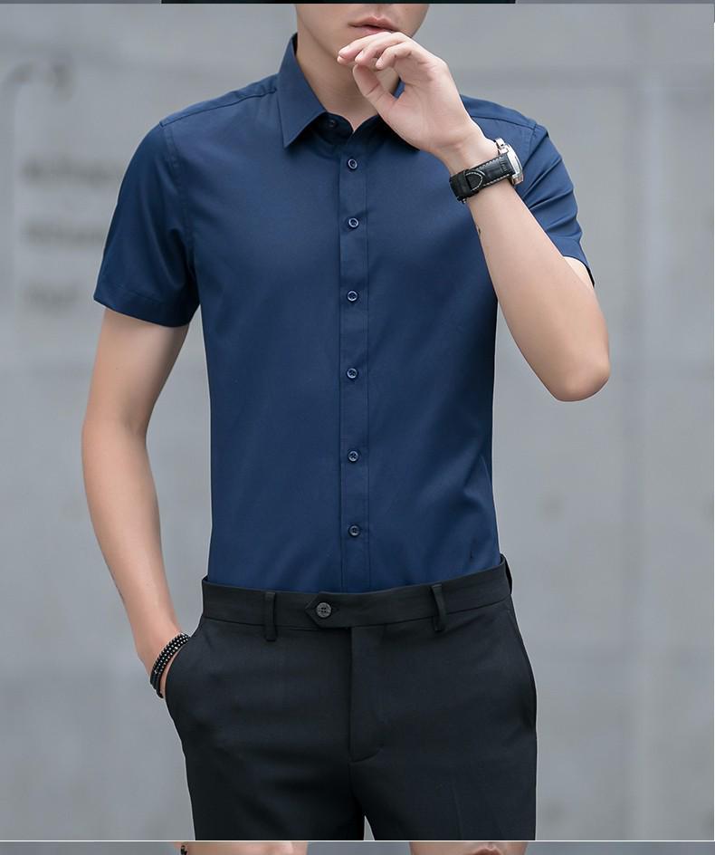 Мужская приталенная белая рубашка с длинным рукавом и защитой от морщин