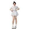 Korean cold striped French dress for women's summer small people, advanced sense, waist and thin a-word shirt skirt
