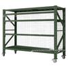 Army Green Medium-Heavy Duty Movable Storage Rack with Mesh Shovel Shield