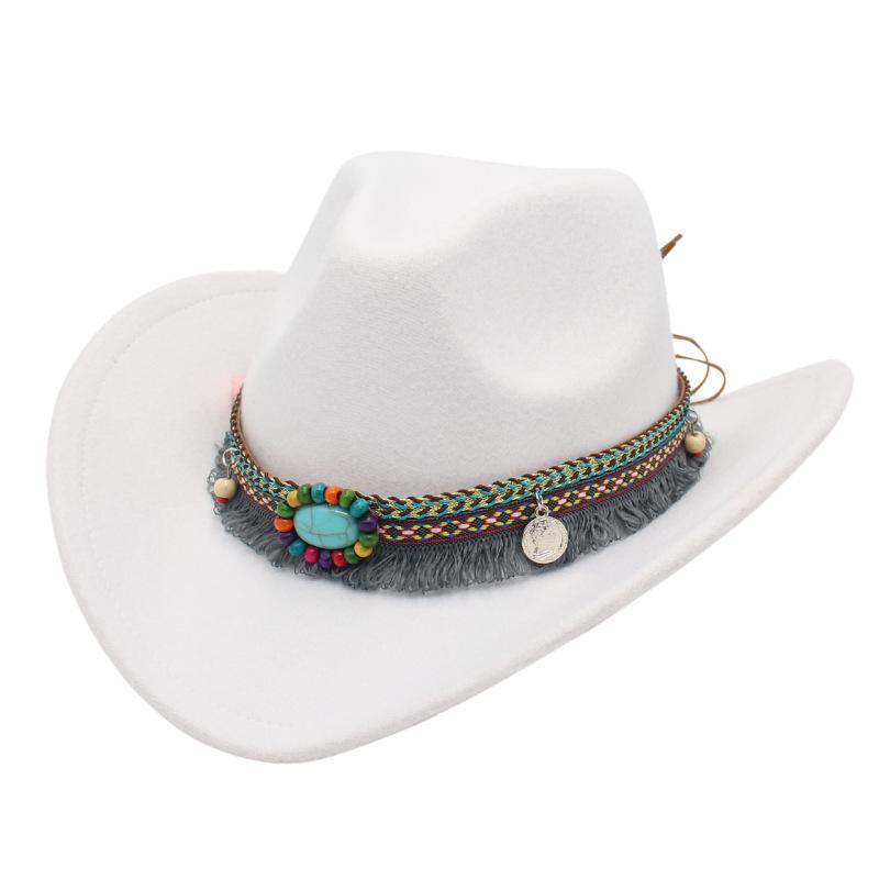 Ювелирные аксессуары Шляпа западного ковбоя Шляпа-цилиндр меньшинства тибетская Шляпа из войлока с загнутыми полями Прерий Джазовая шляпа