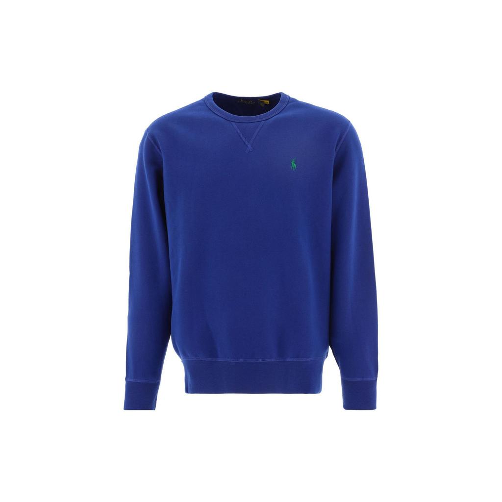 Polo Ralph Lauren FW22 Однотонный свитер с круглым вырезом и длинным рукавом, мужская толстовка, синяя 710766772036HARRISONBLUE