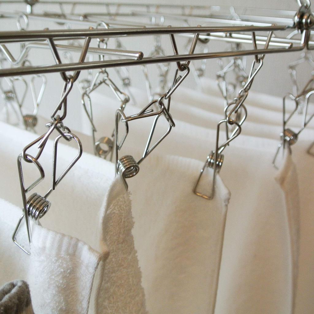 Oki Seisakusho Вешалка для белья из нержавеющей стали, 14 прищепок, не запутывается, стальная, маленькая, 00384-5