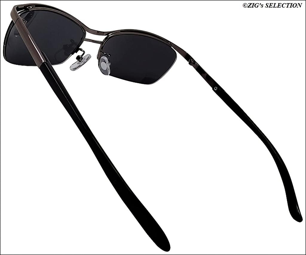 Все Темные УФ Черные Оригинальный Футляр для Солнцезащитных Очков с Тканью [ZIGs] Черный, Черный, Защита, Оправа, Металл, Полуободковая, Двойная переносица, Квадратная, Мужской, (gls03bl)