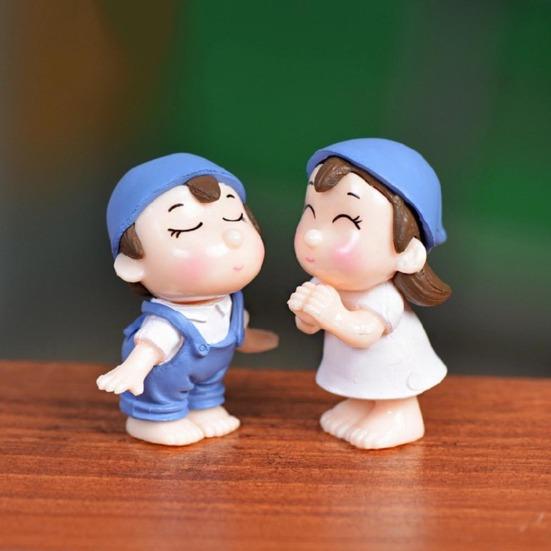 2шт милые влюбленные мальчик девочка миниатюрный пейзаж сад бонсай кукольный домик украшения