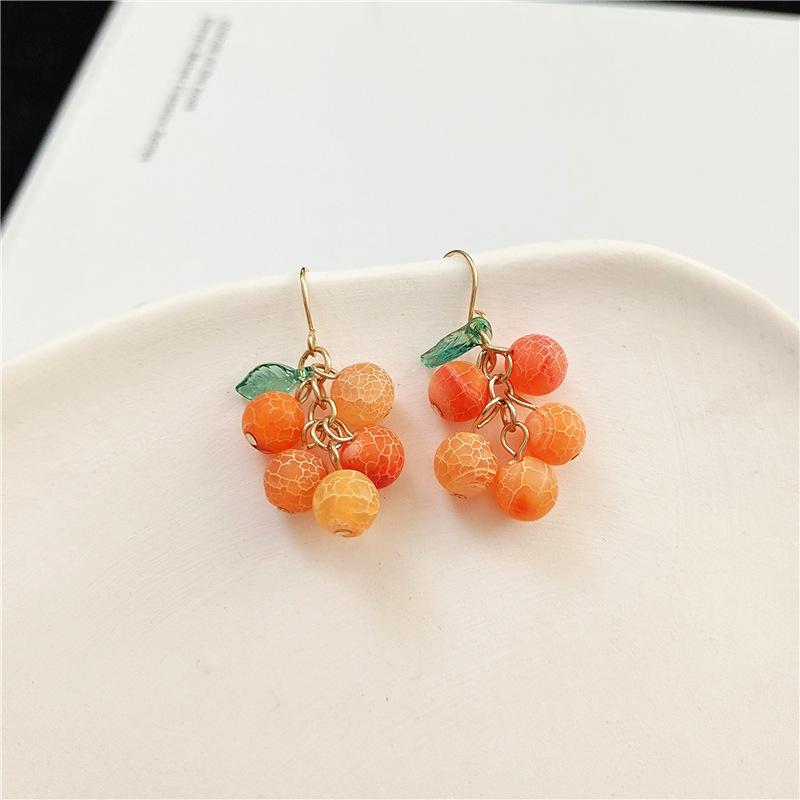 Серьги Мандарины Сладкий Апельсин с крючками S925 - Милые, Простые, Украшения в Свежем Стиле
