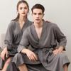 Spring-Summer Waffle Bathrobe: Unisex, Lightweight, 3/4 Sleeves, Korean Style, Absorbent