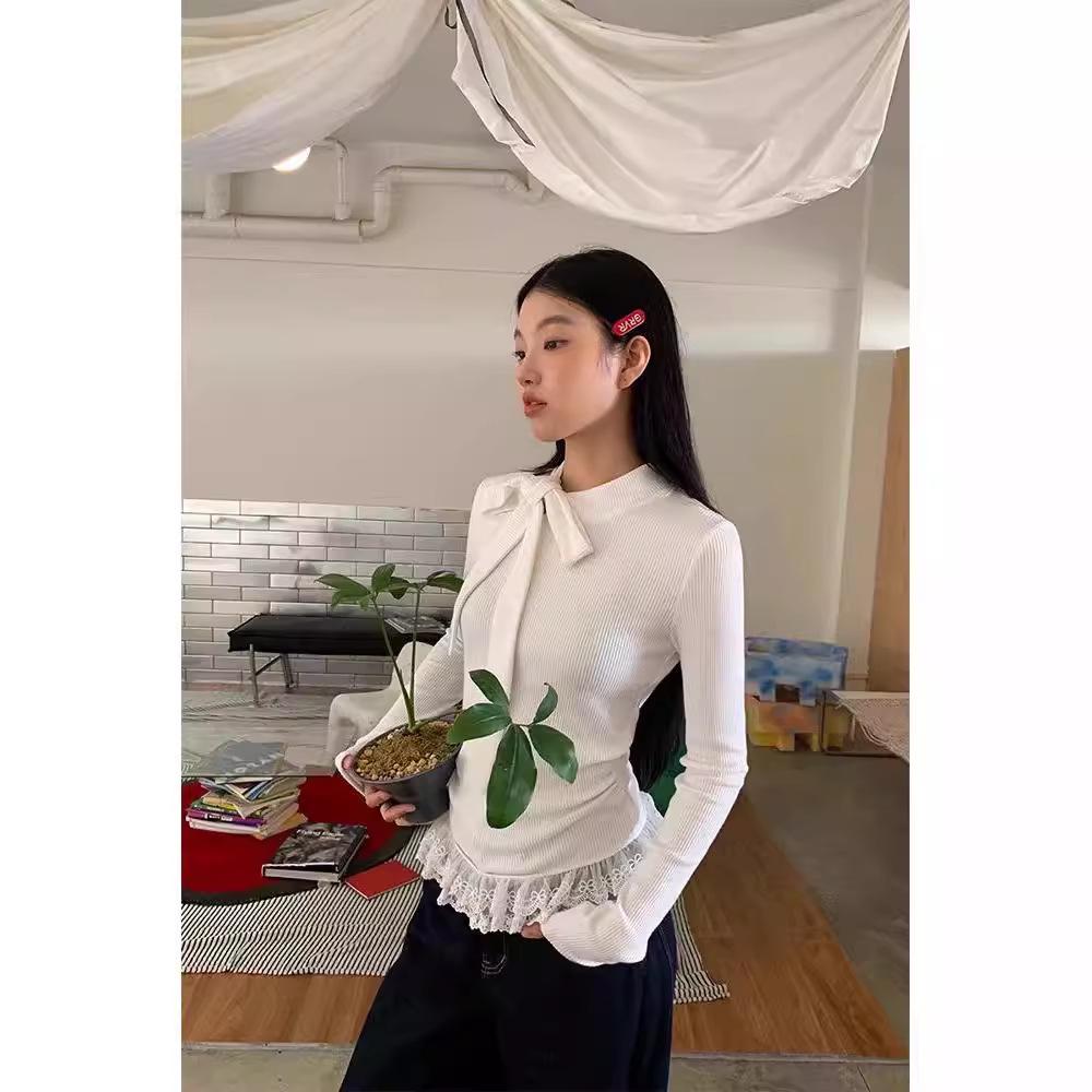 Осенний кружевной топ-бабочка с длинными рукавами и облегающим кроем - Sexy Pure Desire