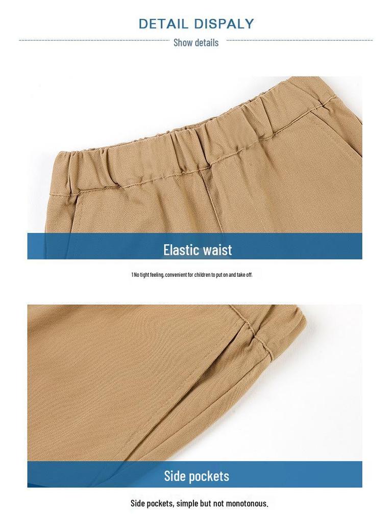 Детские брюки цвета хаки и темно-синие для школьной формы – Чистый хлопок, Функциональные, Свободного кроя