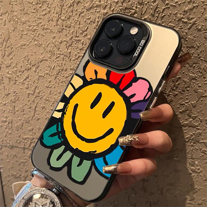 Cute Smile Sunflower Electroplate IMD Phone Case For Mi 14 13 12 12T 13T Pro 11 Lite Poco F5 X5 X6 M6 Pro Back Cover