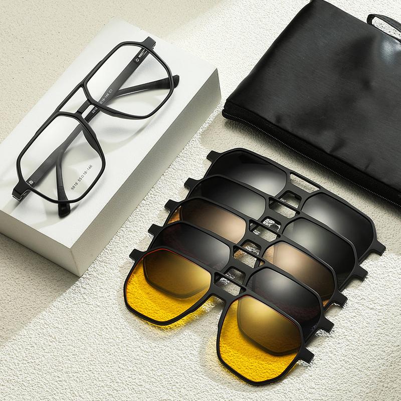 5pcs Glasses Clip TR90 Myopia Magnetic Suction Polarized Sunglasses Driving Night Vision Goggles Eyeglasses Accessory Gifts