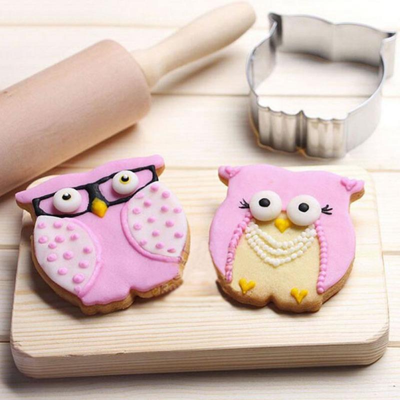 1pc  3D Owl Shape Biscuit Mold Cutter Gingerbread Cartoon Stainless Steel Cookie Moulds Bakeware Fondant Cake Decorating Tools