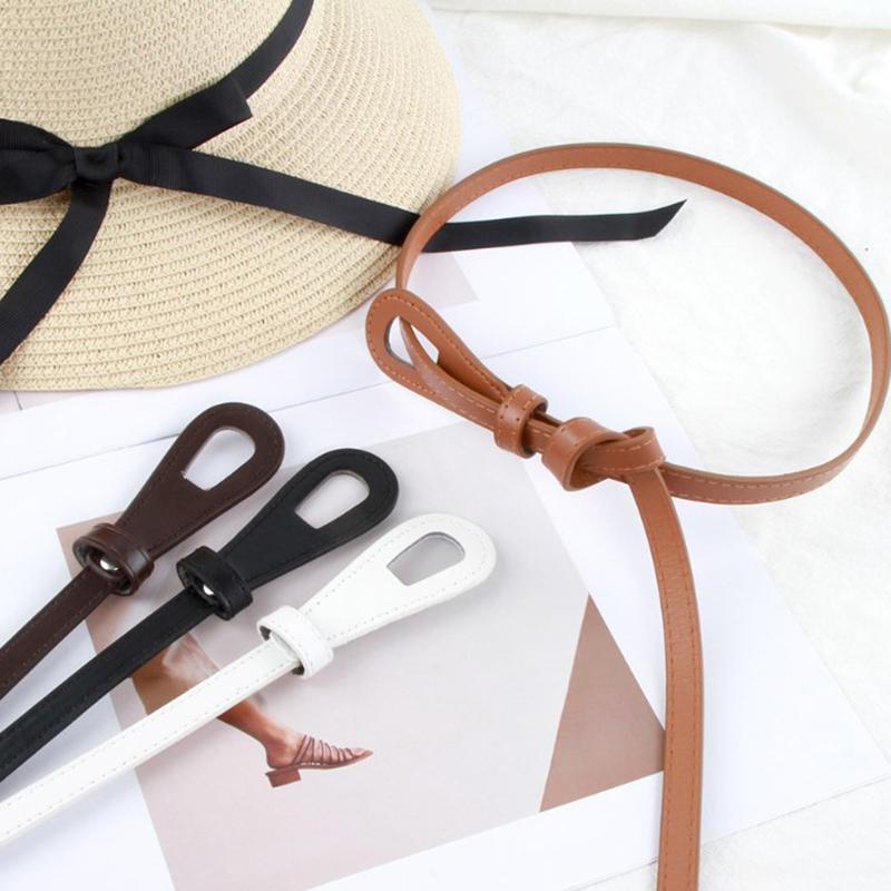 Тонкие ремни с узлом для женщин, женский пояс из искусственной кожи, длинные женские дизайнерские аксессуары для платья, пояс