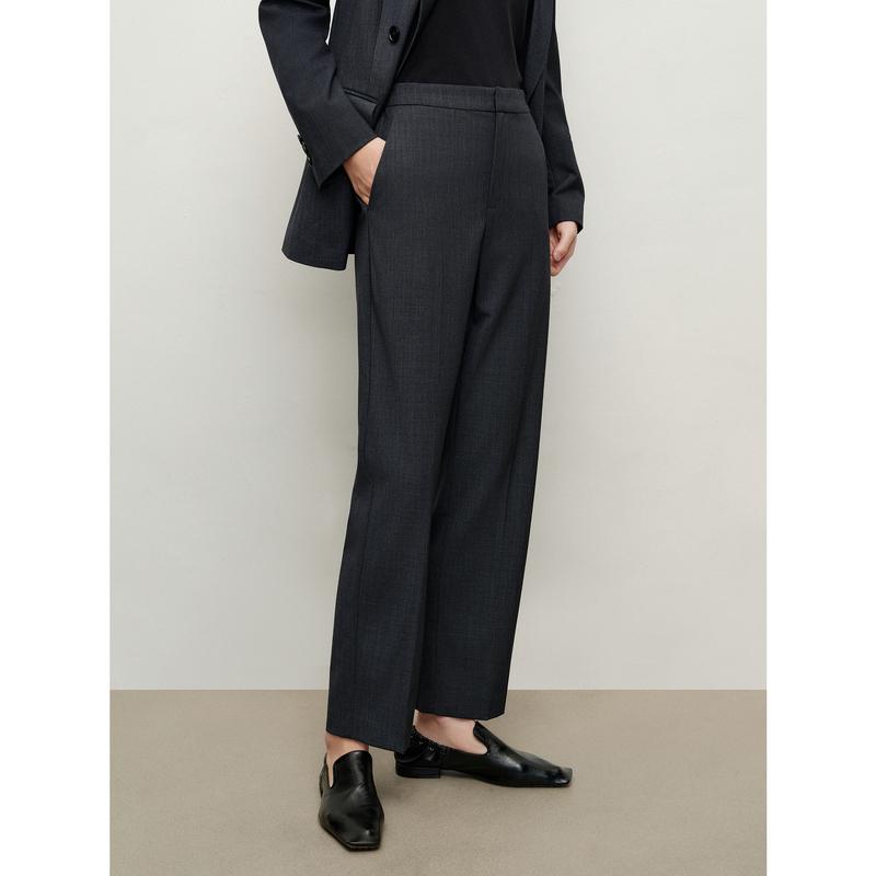 Jiuzi Anna Kou minimalist texture spun wool comfortable casual trousers for women 2024 autumn new collection