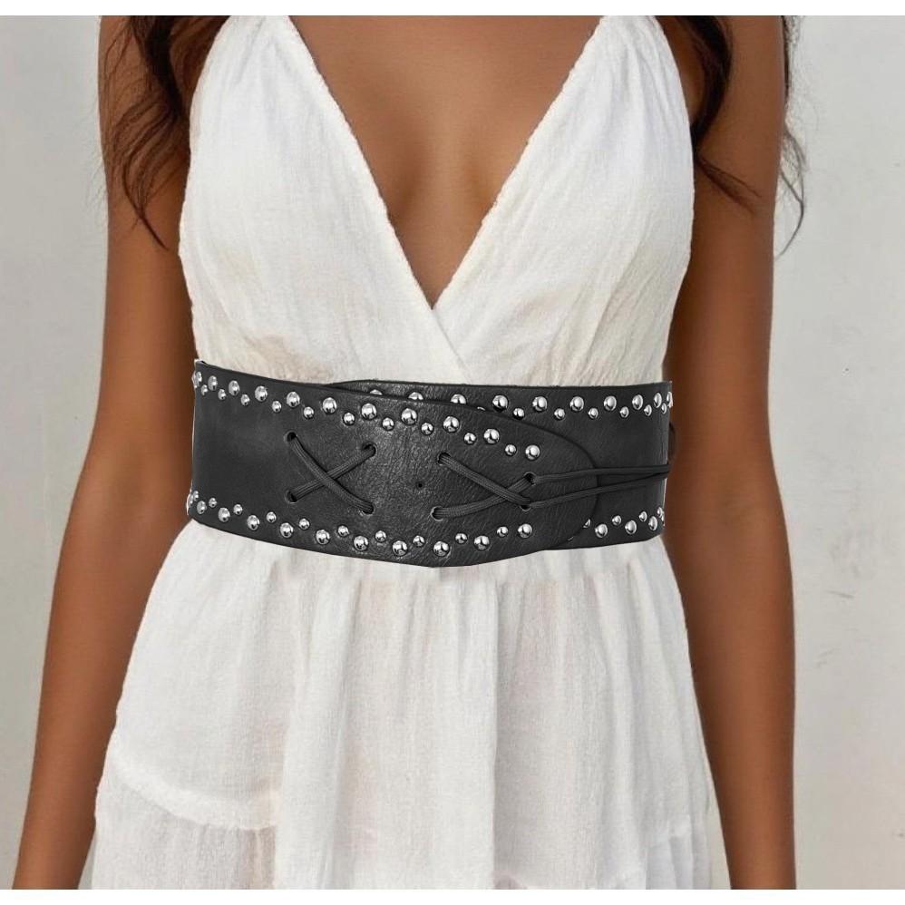 Новый пояс-корсет с широкой шнуровкой и заклепками Shein WISH