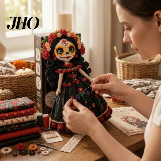 Набор для изготовления кукол в народном стиле День Мертвых Пэчворк DIY Набор, Швейные наборы для рукоделия Сахарный Череп для взрослых, Коллекционный Ткань Хэллоуин Ткань для изготовления Осень