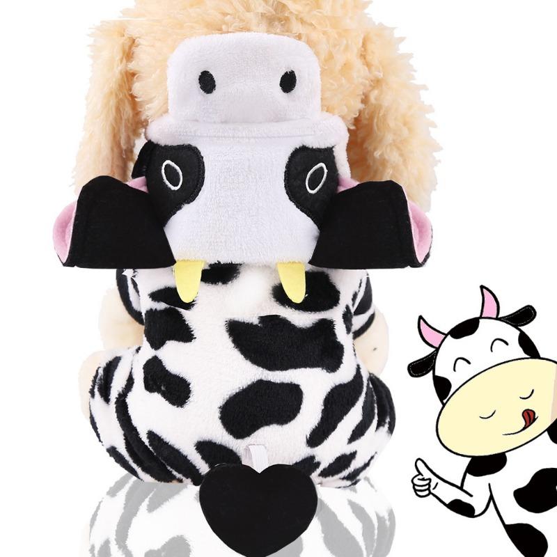 Autumn and Winter Dog Coral Fleece Cat Clothes, Pet Clothes, Cow Cat Transformed Into Cartoon Medium-sized Dog Supplies