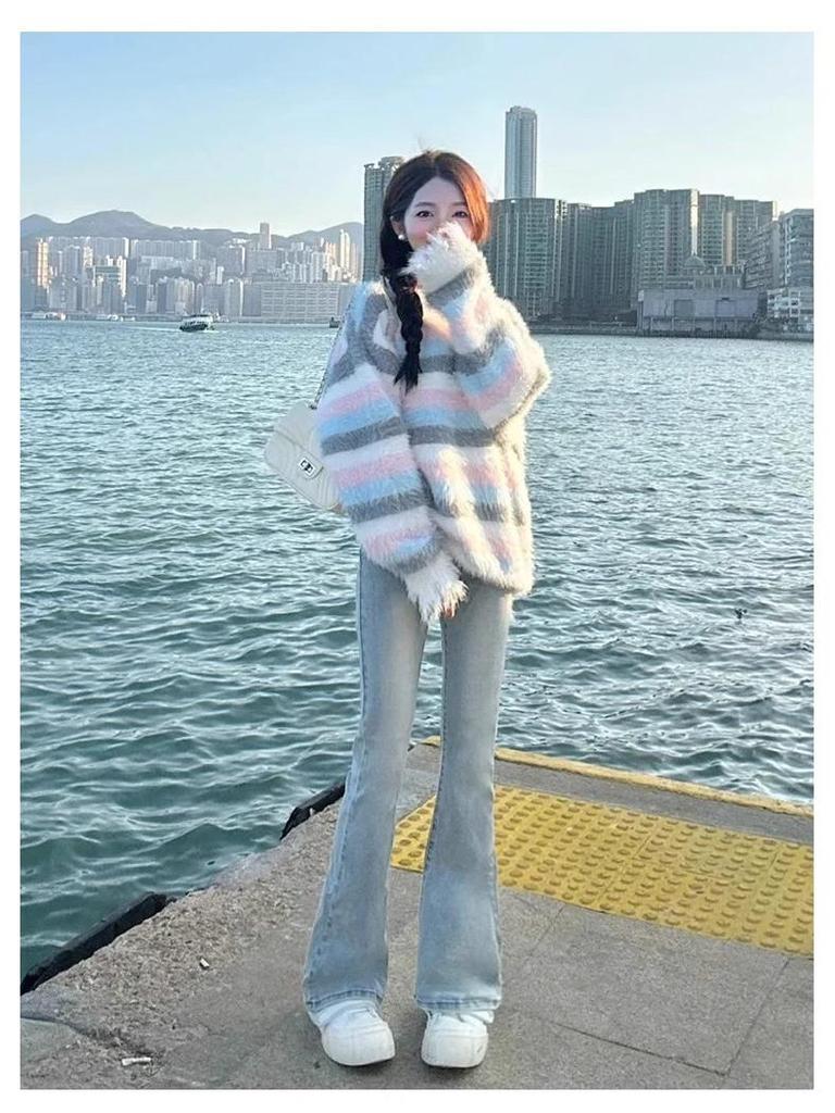 High-Waisted Light Blue Flared Jeans for Tall Women - Summer 2025 Slim-Fit Bell-Bottoms