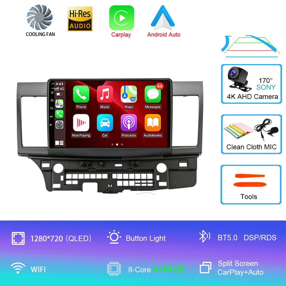 Для Mitsubishi Lancer 2007-2012 Android 14 4G Автомагнитола Автомагнитола Мультимедиа Видеоплеер Навигация GPS 2din 2 Din Carplay