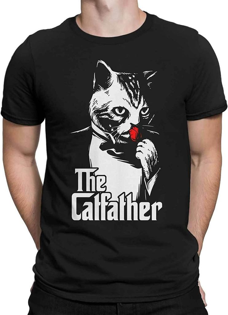 Cat Father T-Shirt for Men Father's Day Cat Lovers Cat Dad Christmas Black