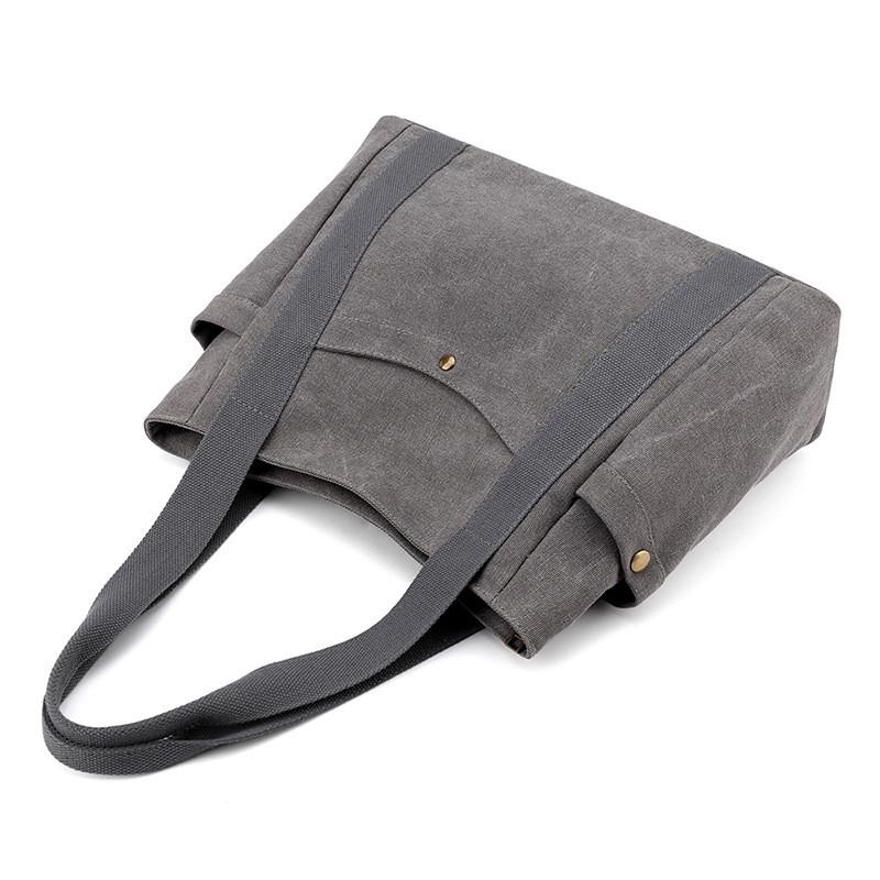 Canvas Tote Bag For Women With Zipper Pockets And Retro Style For Daily Use