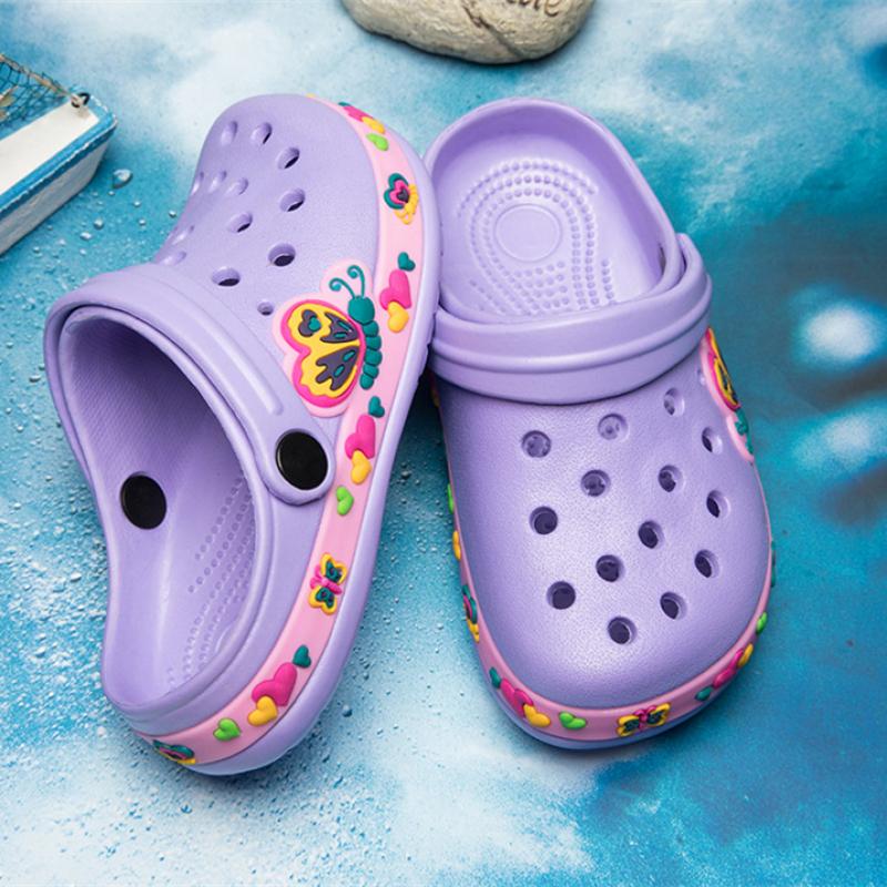 TWINFLAMES New Kids Unicorn Dinosaur Garden Shoes Beach Flat Sandals Slippers Child Sandals Anti Skid Slipper Summer Hole Shoes