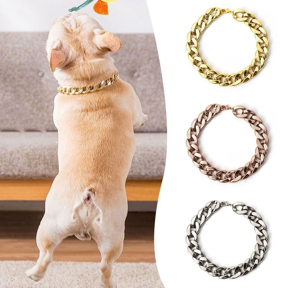 Cat Dog Gold Necklace Chain Dog Collar Adjustable Pitbull Collar Gold Collars for Small Medium Dog