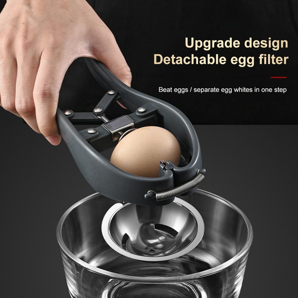 Black Egg Opener Spring Design Egg Cracker Durable Egg Separator Tool Home Cooking Baking