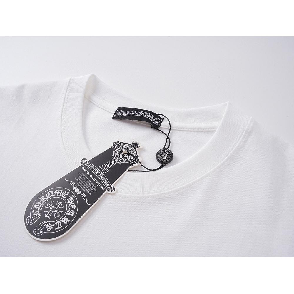 D41 CHROME HEARTS Лето 2026 Новая Высококачественная Хлопковая Круглый Вырез Свободная Большого Размера Мужская и Женская Футболка Футболка для Пары