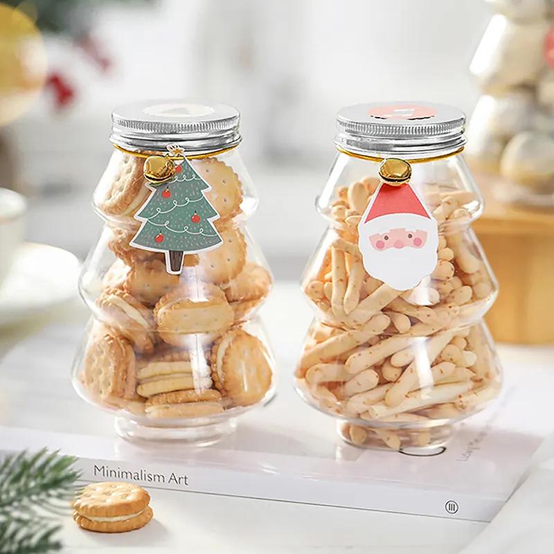 500Ml Christmas Tree Snowman Sweet Jar Candy Cookie Storage Box Juice Chocolate Gift Packing Diy Container New Year Decor Bottle