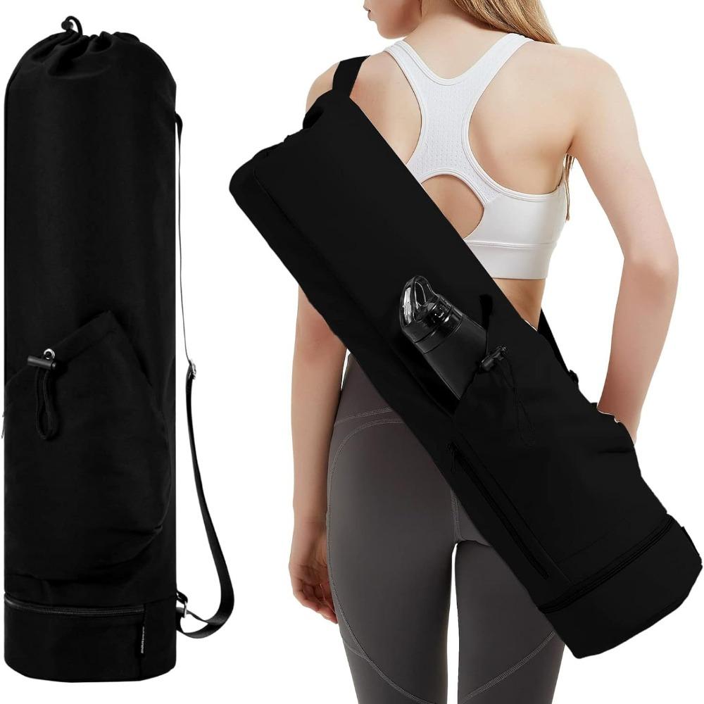 Full-Zip Canvas Exercise Yoga Mat Bag Waterproof Pilates Mat Backpack Yoga Mat Holder Women